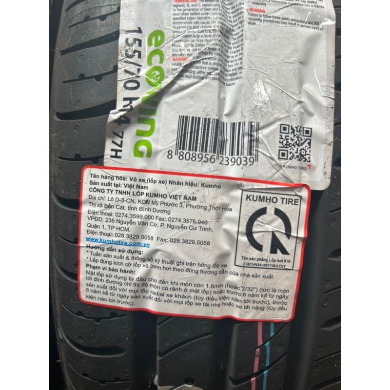 Lốp KUMHO 185/65R15 Ecowing KH27; lốp xe accent 185/65r15 | Shopee Việt Nam