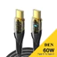 Dây cáp sạc nhanh 60W Type C sang Type C thương hiệu ESSAGER, Chất Liệu Vải, Chống Đứt và Chống Gãy đầu cáp