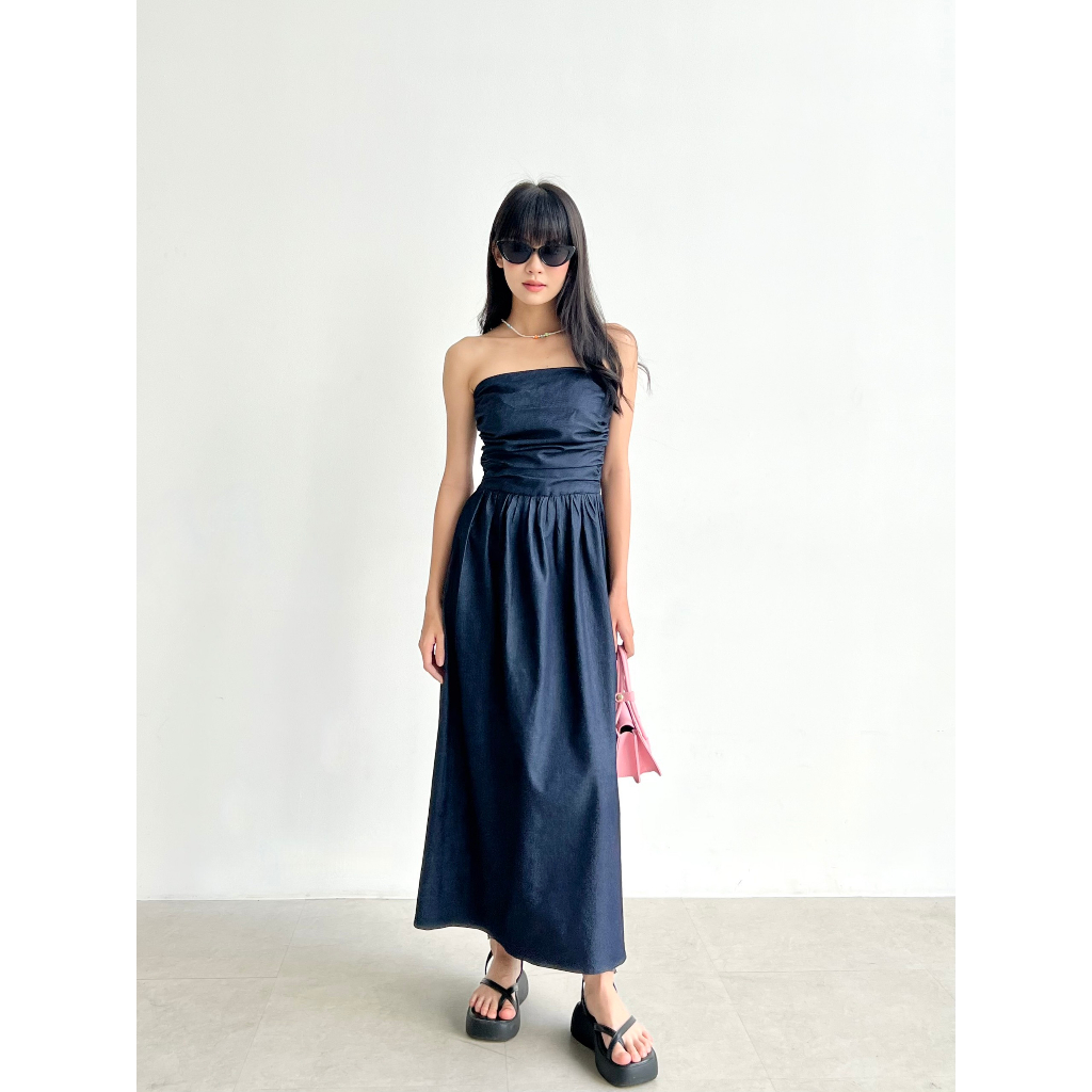 Đầm dài trễ vai thiết kế ôm ngực bo chun co giãn sang chảnh kèm dây kéo hông Gemboutique - Kaylun Dress