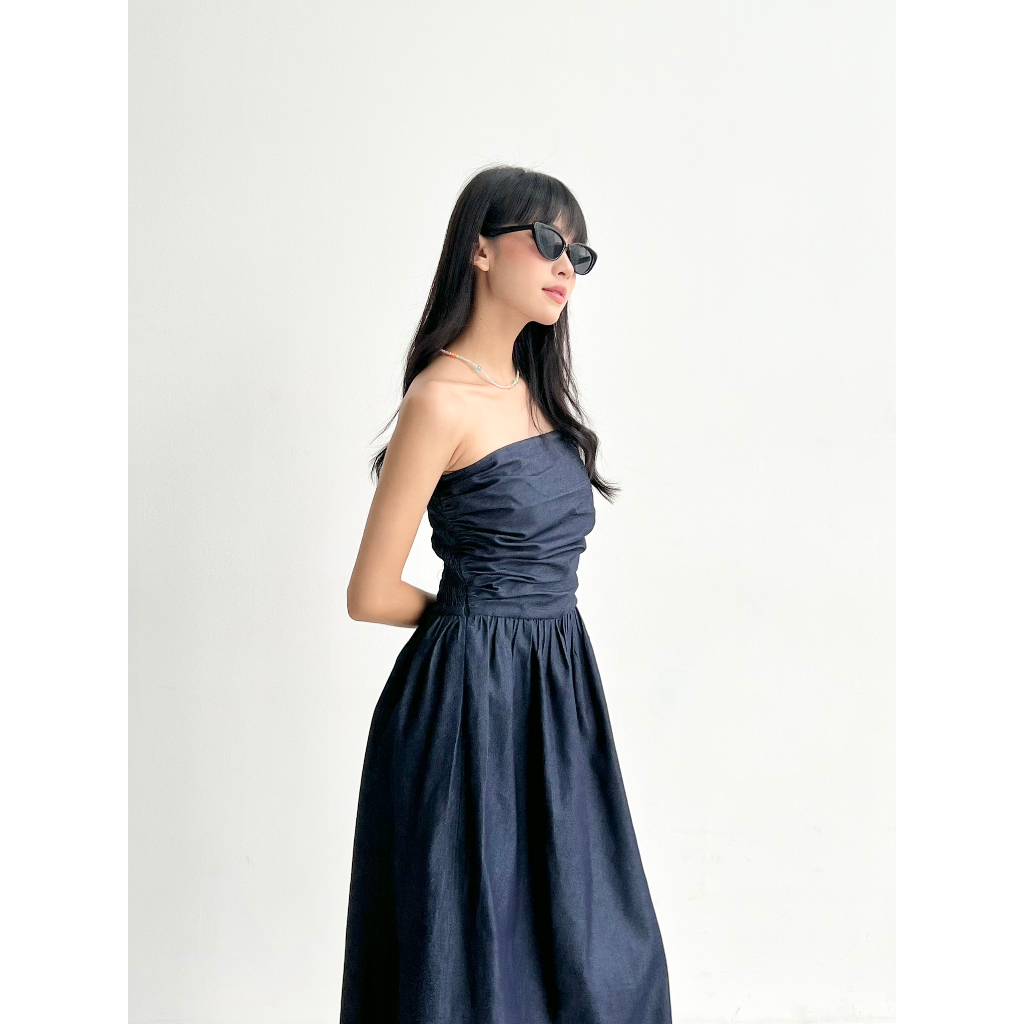 Đầm dài trễ vai thiết kế ôm ngực bo chun co giãn sang chảnh kèm dây kéo hông Gemboutique - Kaylun Dress