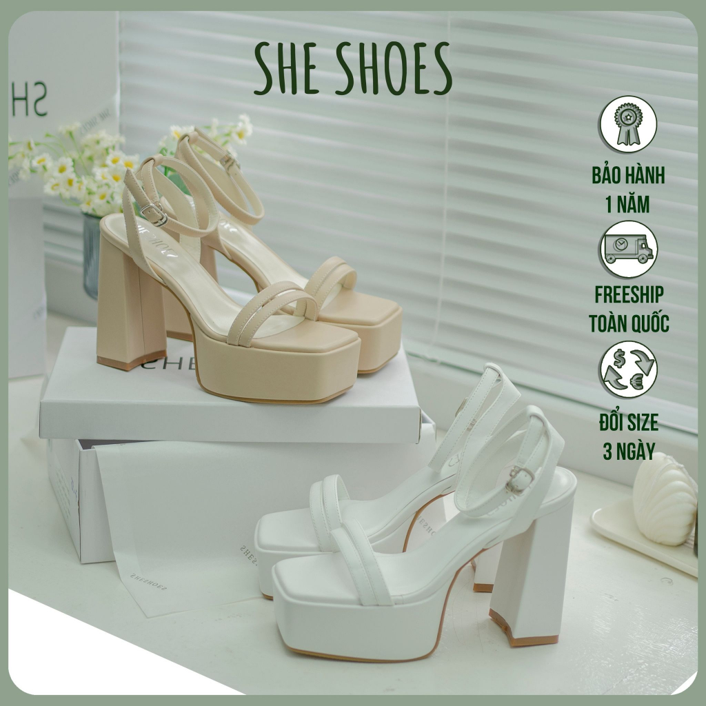 SANDAL đúc đế 12p TRENDY gót vuông da PU cao cấp basic VIE (NEW ARRIVAL), độc quyền bởi SHE SHOES - GC12002