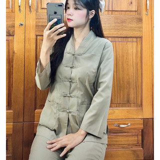 La Hán Nữ # Form Nữ Đồ Bộ Nữ# Nữ Jacket Top Kem Dress Women # Đồ Lam Đi Chùa