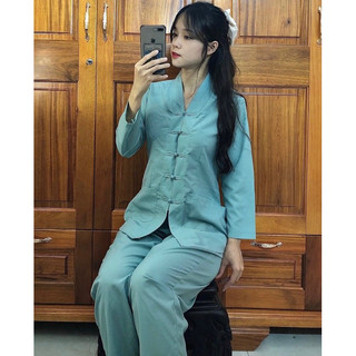 La Hán Nữ # Form Nữ Đồ Bộ Nữ# Nữ Jacket Top Kem Dress Women # Đồ Lam Đi Chùa