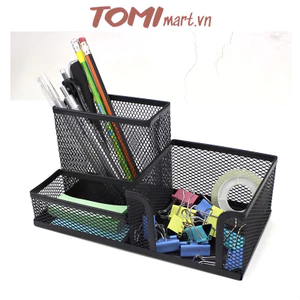 Hộp Đựng Bút Để Bàn, Khay Đựng Bút Chất Liệu Thép Không Gỉ Nhiều Ngăn TOMI 073A