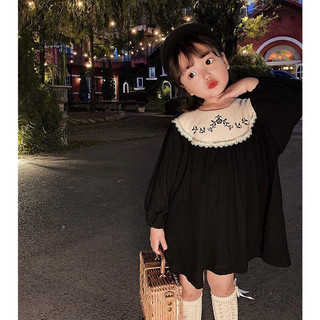 𝐀𝐩𝐫𝐢𝐥 𝐛𝐞́𝐛𝐞́ - Premium icon Váy babydoll đen cao cấp cho bé gái đơn giản dễ thương mùa xuân thu