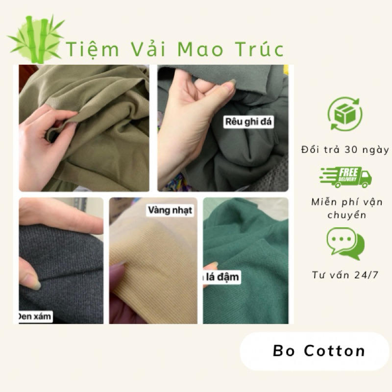 Vải bo gân cotton dày các màu nguyên khổ (8 Màu) | Làm quần legging, bo ...