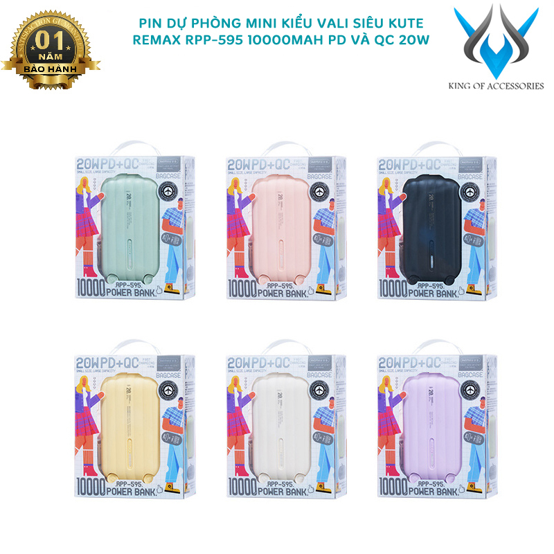 Pin dự phòng mini Remax RPP-595 kiểu vali siêu kute 10000mAh - hỗ trợ ...