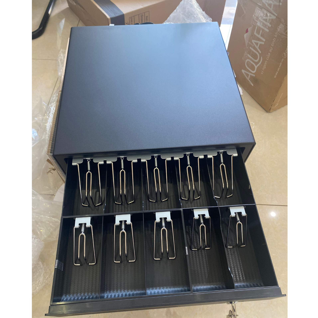 [JJ405] Ngăn kéo đựng tiền, két khay đựng tiền SIZE LỚN 10 KẸP. Két thu  ngân kết nối máy in hoá đơn bung tự động