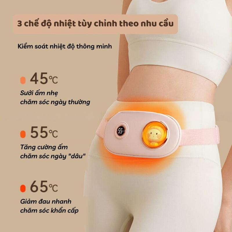 Đai chườm nóng mát xa bụng kinh, Máy chườm ấm massage tử cung, Túi chườm sưởi cho bạn gái đến kì dâu