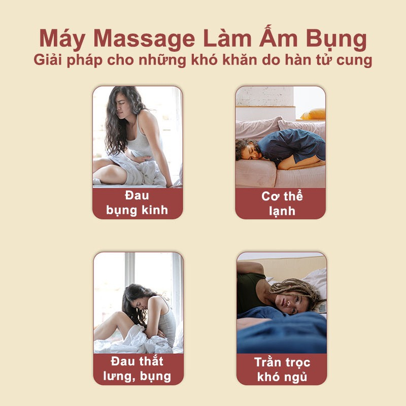 Máy Làm Ấm Bụng Kinh, Máy Chườm Nóng Rung Massage Làm Ấm Tử Cung Giảm Đau Bụng Cho Phụ Nữ Đến Kì Dâu
