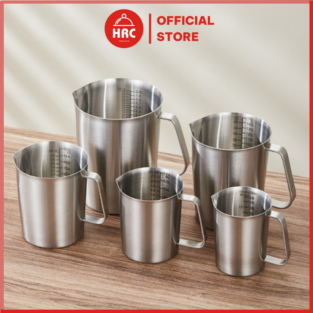 Ca Đong Inox Định lượng 304 Có Vạch Chia Nhiều Kích Cỡ Size 500ml 700ml ...