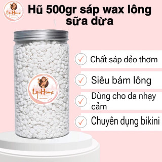 [Che tên] Hũ 500gr Sáp wax lông cao cấp Lyihome [Sáp siêu bám lông Coconut & Trong suốt] dùng cho cả da nhạy cảm