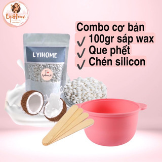 [ Che tên] combo 100gr sáp wax lông nách cao cấp,chén silicon nấu sáp wax các vùng lông nách tay chân, triệt râu ria mép