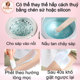 [ Che tên] combo 100gr sáp wax lông nách cao cấp,chén silicon nấu sáp wax các vùng lông nách tay chân, triệt râu ria mép