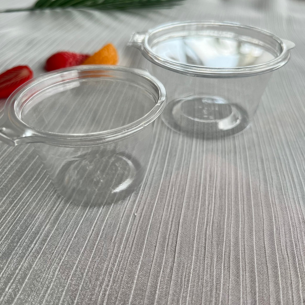 Hủ nhựa tròn trong suốt đựng bánh panna cotta, đựng sốt