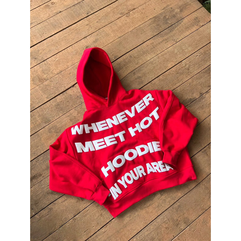 "WHENEVER" RED BOXY HOODIE Shopee Việt Nam