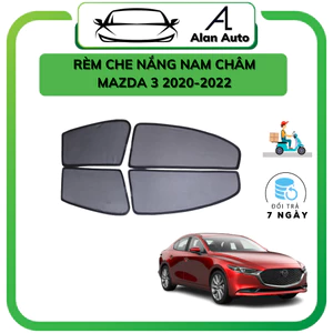 Rèm che nắng ô tô Mazda 3 2020- 2023, che nắng hút nam châm theo xe, bộ 4 cánh. Hàng loai tốt