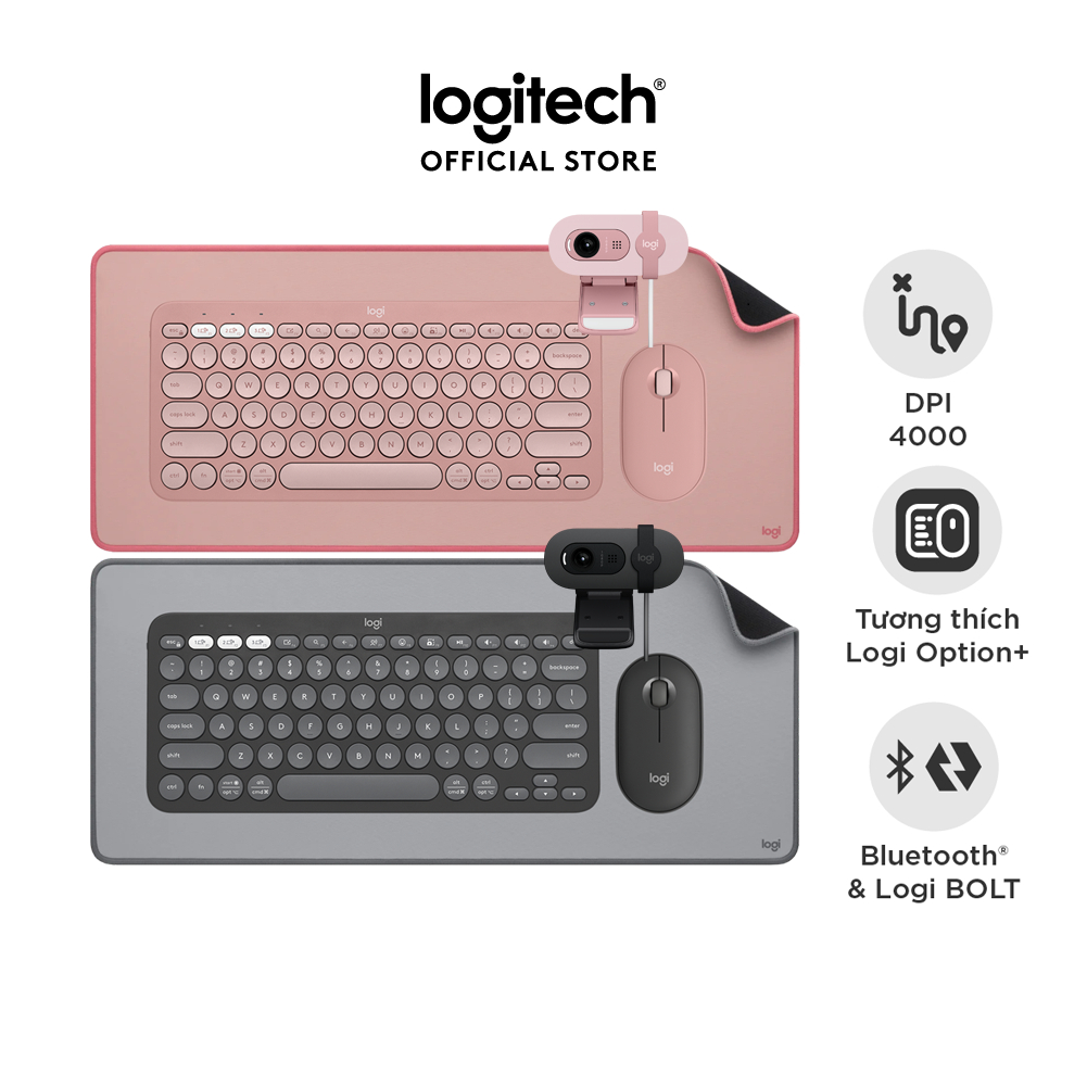 Combo Logitech Pebble 2 gồm bàn phím, chuột, webcam và deskmat