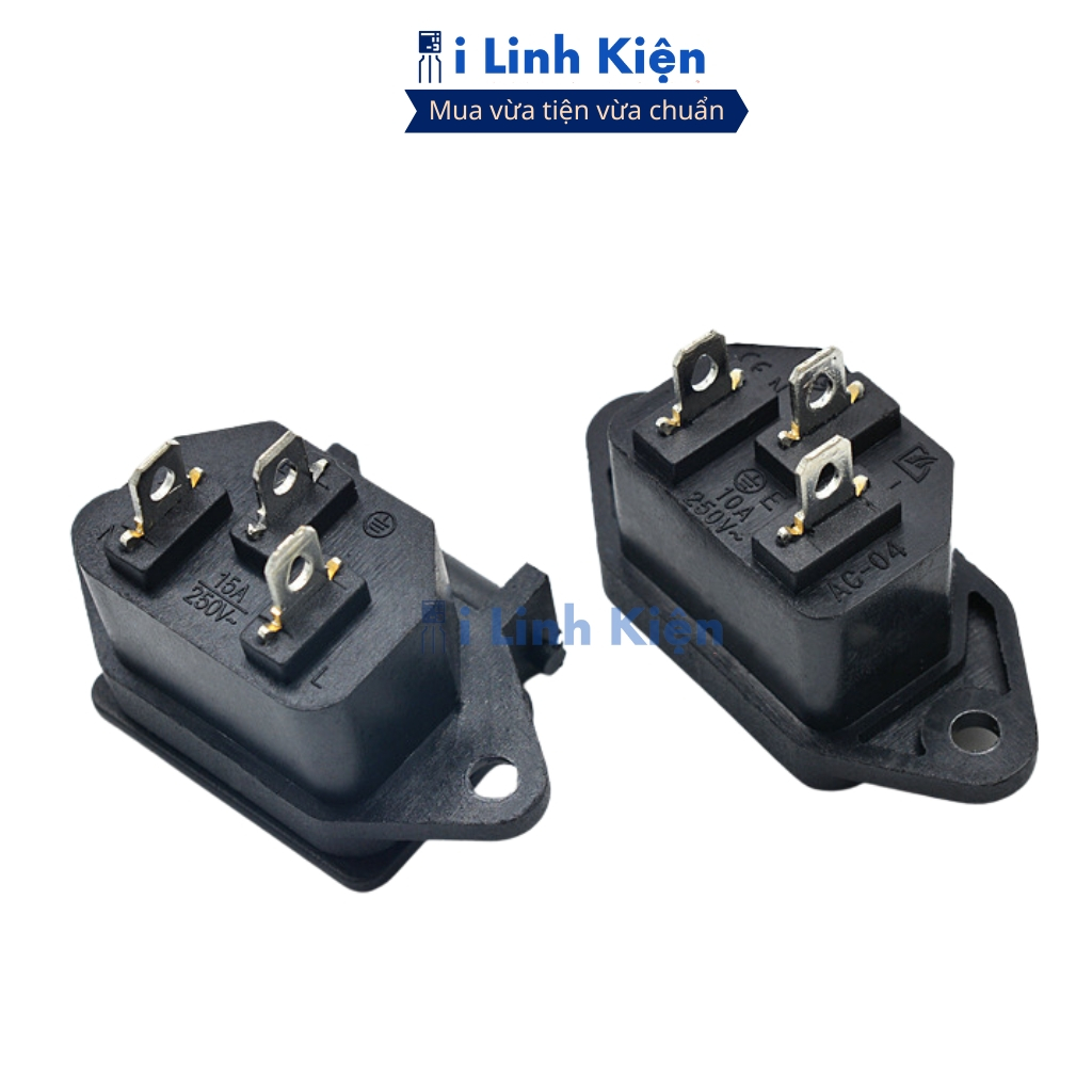 Jack nguồn 3 chân nồi cơm điện 16A chân đồng chất lượng ilinhkien