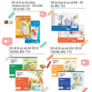 KLONG - Vở vẽ lò xo nhiều kích cỡ A5 / B5 / A4 / A3 ; MS: 714 - 715 - 723 - 770 🐻🏡🌸