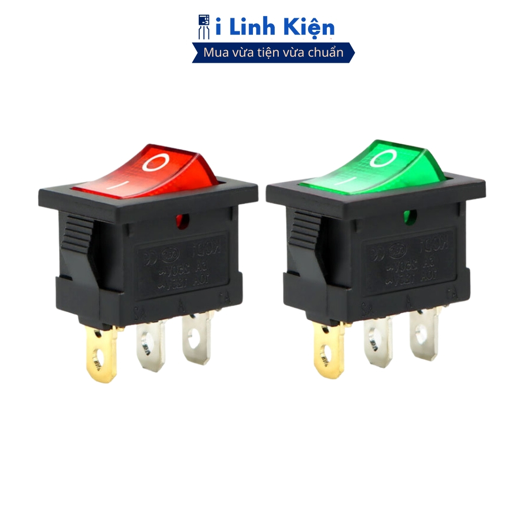 Công tắc bập bênh 3 chân 250V 6A KCD1-102N 15x21mm có đèn ilinhkien.