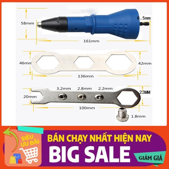 Bộ chuyển đổi Đầu rút rive - đầu rút đinh tán gắn máy khoan tiện lợi ...