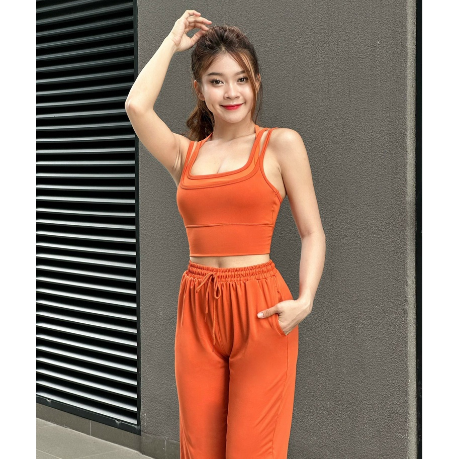 Bộ jonger J06 áo bra quần dài chất thun Poly co giãn thoải mái tập gym, yoga, aerobic...Hàng VNXK