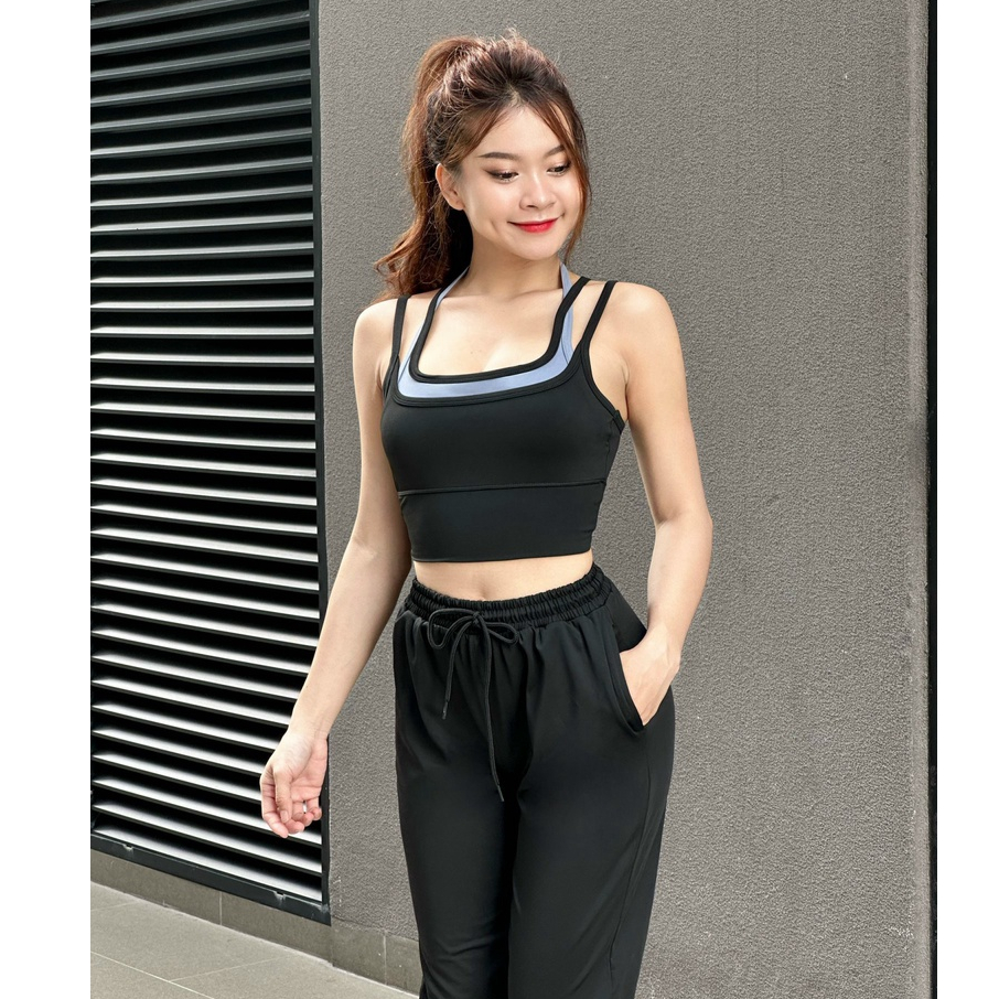 Bộ jonger J06 áo bra quần dài chất thun Poly co giãn thoải mái tập gym, yoga, aerobic...Hàng VNXK