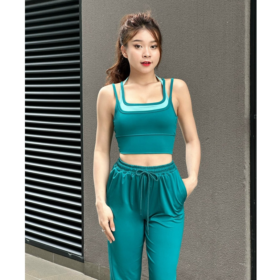 Bộ jonger J06 áo bra quần dài chất thun Poly co giãn thoải mái tập gym, yoga, aerobic...Hàng VNXK
