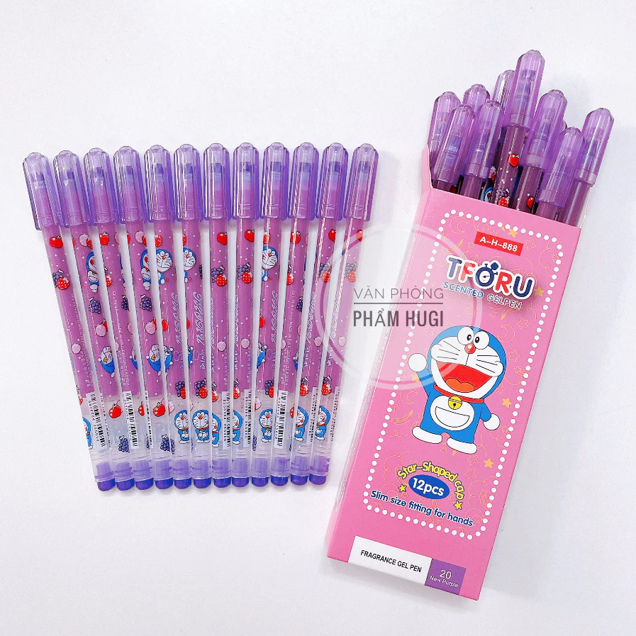 Hộp 12 Cây Bút Gel Nho mực tím/xanh nét nhỏ dành cho các bé tiểu học