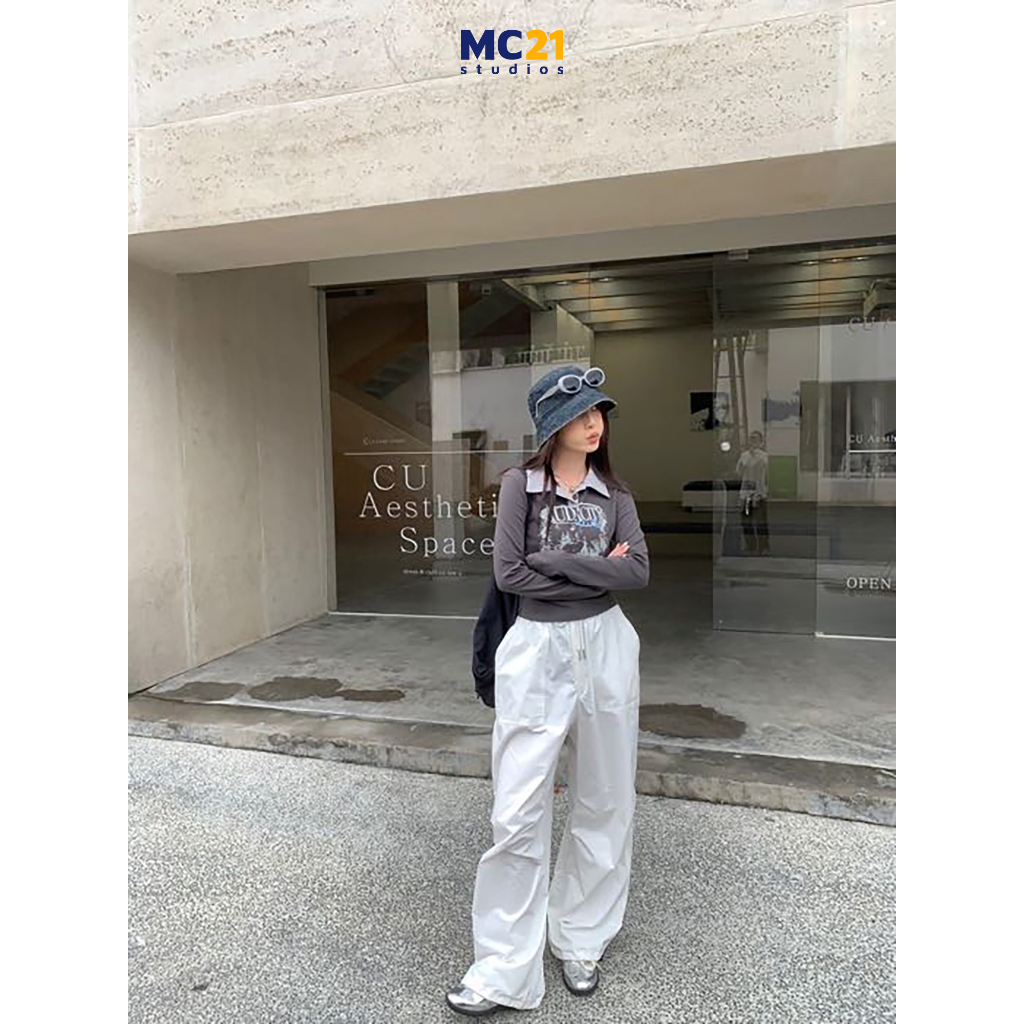 Ảnh Áo croptop dài tay MC21.STUDIOS thun oversize Ulzzang Streetwear Hàn Quốc chất xịn tee form rộng t-shirt pull A3735 3