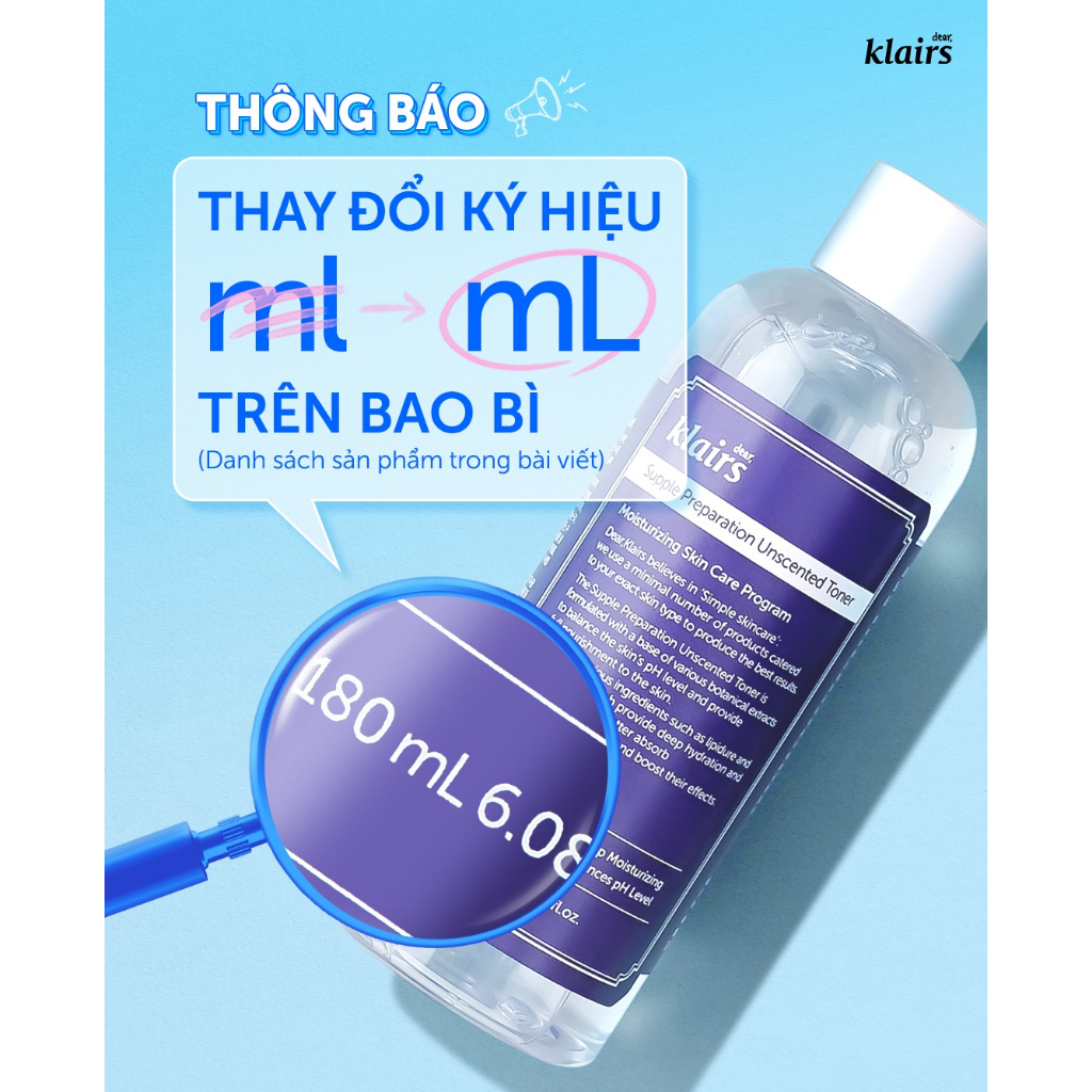 Nước hoa hồng Klairs Supple Preparation Toner (Có Mùi)