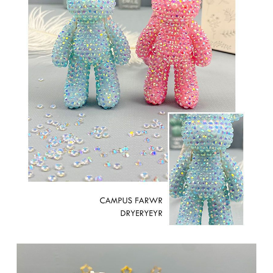 Móc Khóa Bearbrick gấu 8cm tự đính đá nhiều màu (combo đầy đủ gấu + đá + bộ đính + keo)