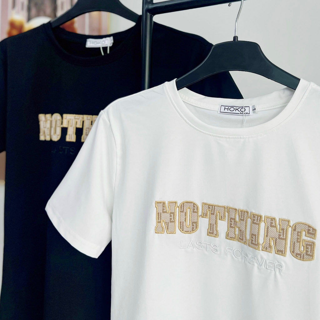 [iHKT.4] 45-90kg Áo Phông Nam, thêu Nothing, slimfit, rẻ, đẹp, bền, unisex, bigsize, thời trang