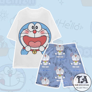 Mẫu Mới Set Bộ DOREMON Bộ Mặc Nhà Cartoon Nhiều Hoạ Tiết Hoạt Hình Cute Dễ Thương  Bộ Đùi Cotton Nam Nữ Phom Rộng Unisex
