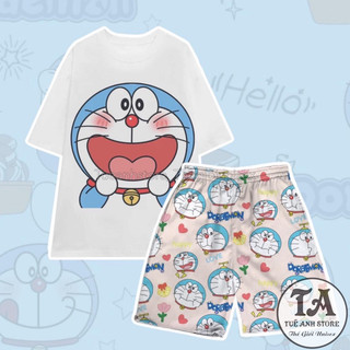 Mẫu Mới Set Bộ DOREMON Bộ Mặc Nhà Cartoon Nhiều Hoạ Tiết Hoạt Hình Cute Dễ Thương  Bộ Đùi Cotton Nam Nữ Phom Rộng Unisex