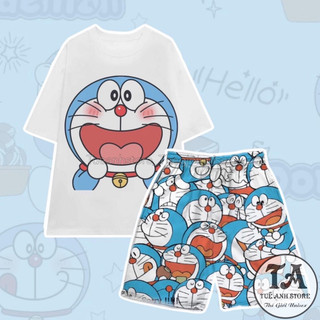 Mẫu Mới Set Bộ DOREMON Bộ Mặc Nhà Cartoon Nhiều Hoạ Tiết Hoạt Hình Cute Dễ Thương  Bộ Đùi Cotton Nam Nữ Phom Rộng Unisex