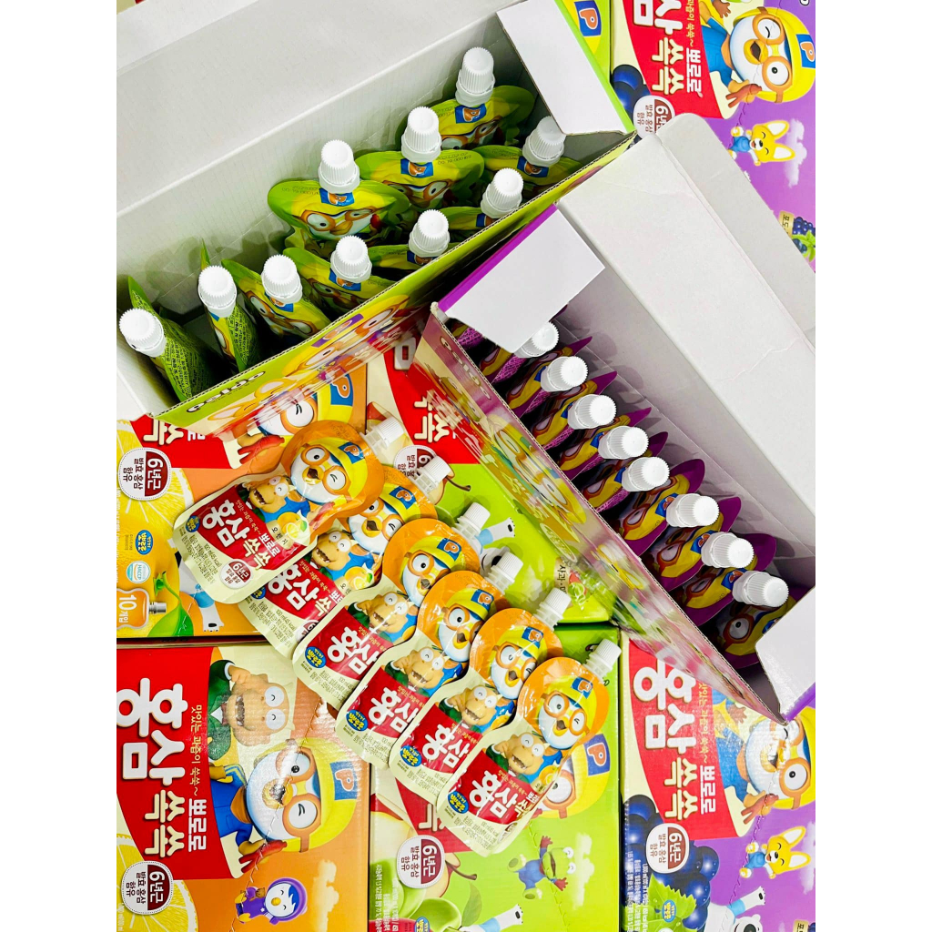 HỘP 10 TÚI NƯỚC HỒNG SÂM  PORORO PALDO HÀN QUỐC