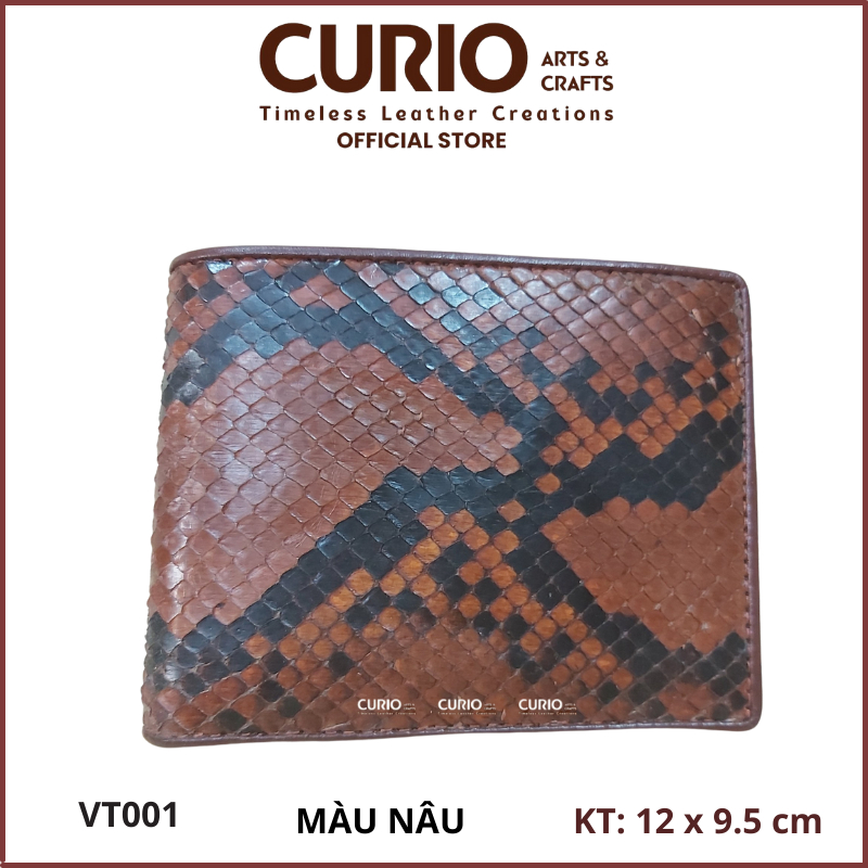 Bóp Ví Da Trăn Thật 100% Không Nối Nhiều Màu Sắc, BH 1 Năm Tặng Kèm Hộp VT001 – Curio Leather