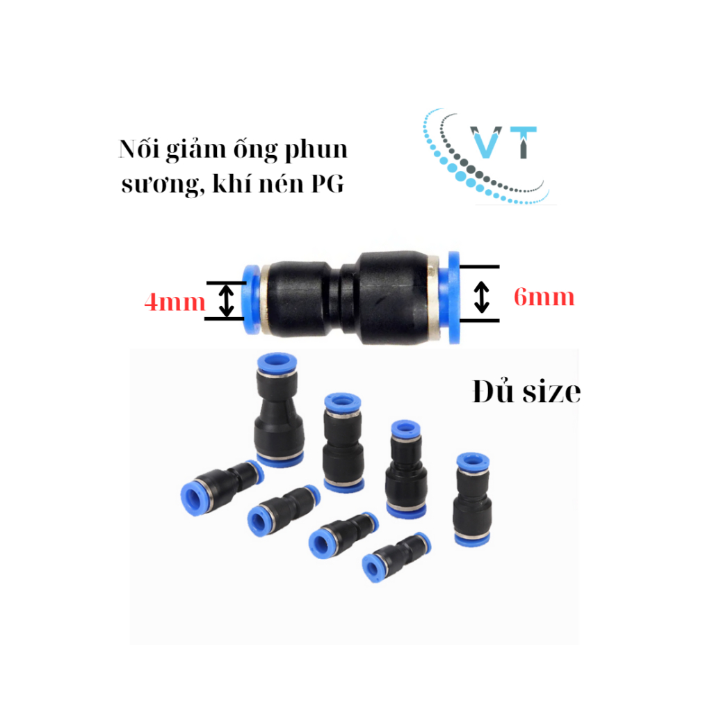 Đầu nối giảm PG, ống khí nén, phun sương,  PG 6-4  đến 16-14