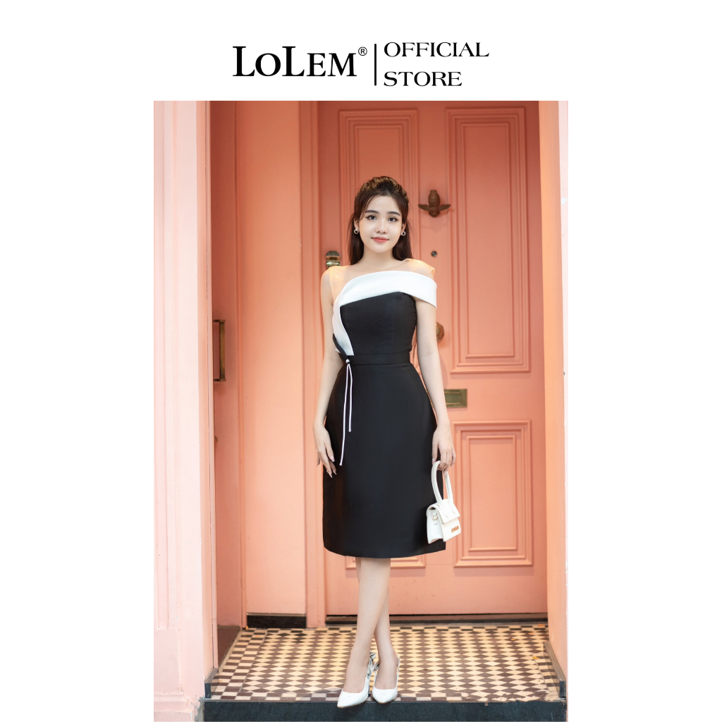 Đầm cúp ngực LOLEM DO242 phom ôm phối lưới và nơ chất tafta sang trọng