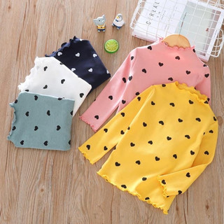 [AT01 Xả hàng] Áo thun bé gái, áo thu đông cho bé gái họa tiết trái tim nhí chất cotton mềm mại Maruka Fashion