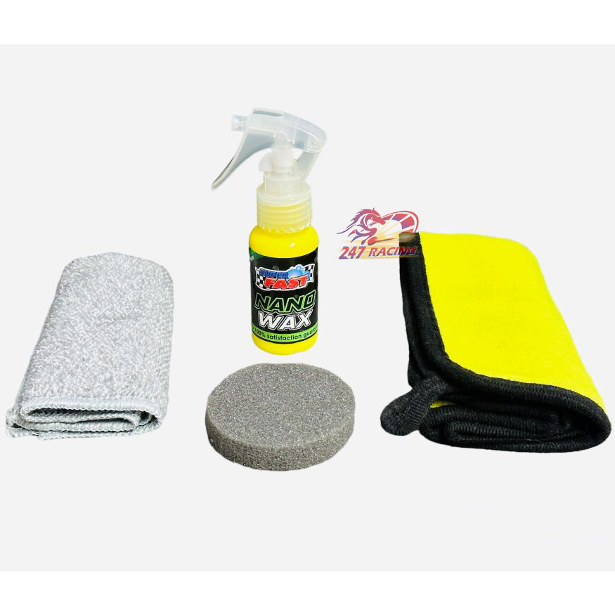SuperFast Nano Wax ĐÁNH BÓNG dàn áo xe máy PKL Oto kèm theo mút đánh+khăn vàng+khăn than