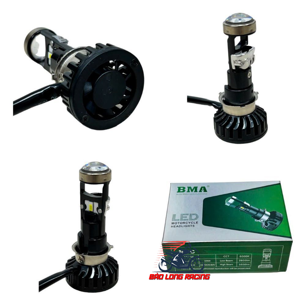 Đèn Led BMA R02 Bi Cầu Siêu Sáng chân M5 H4 H16 35w gắn được nhiều loại xe máy xe PKL và Oto bảo hành 6 tháng