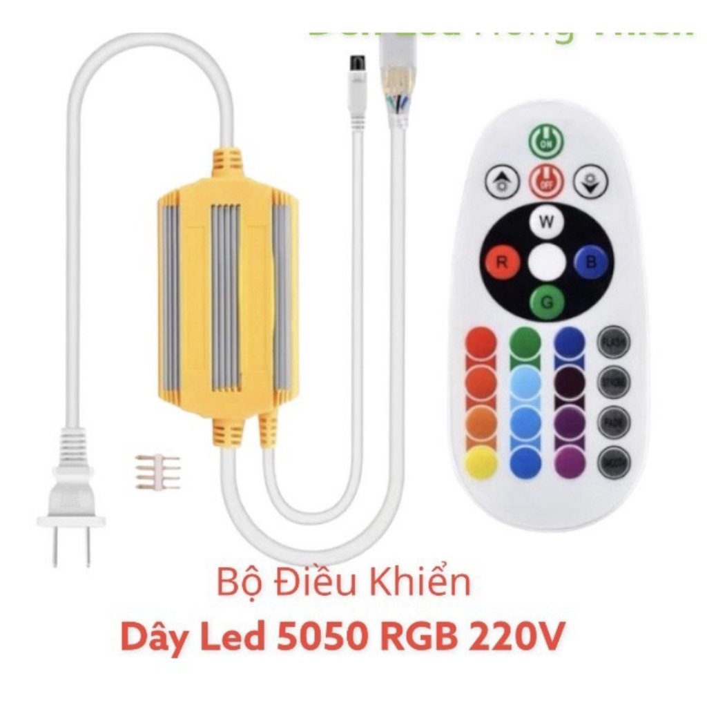 Bộ Nguồn Romote 4 kim Dây LED 5050 RGB đổi 7 màu (100 mét)