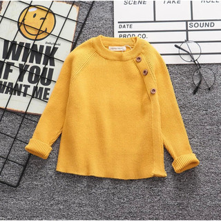 [Xả hàng] Áo len bé gái, Áo len tăm cho bé gái điểm khuy cực xinh Maruka Fashion