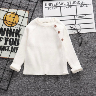 [Xả hàng] Áo len bé gái, Áo len tăm cho bé gái điểm khuy cực xinh Maruka Fashion