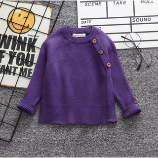 [Xả hàng] Áo len bé gái, Áo len tăm cho bé gái điểm khuy cực xinh Maruka Fashion