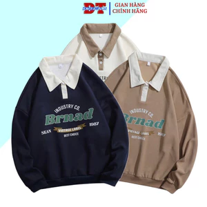 Áo Sweater Polo Nỉ Nam Nữ Unisex Dài Tay Brnad cặp đôi 3 màu Xanh Trắng Nâu L