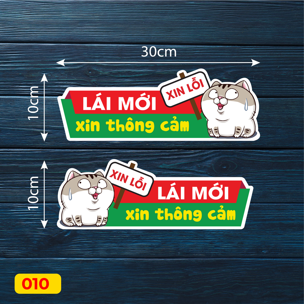 Combo 2 miếng dán sticker tem decal xin lỗi LÁI MỚI xin thông cảm trang ...